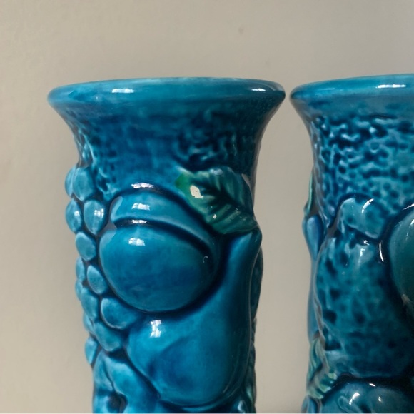 Vintage INARCO Pottery Mood Indigo Blue vases - set of two - Picture 2 of 8
